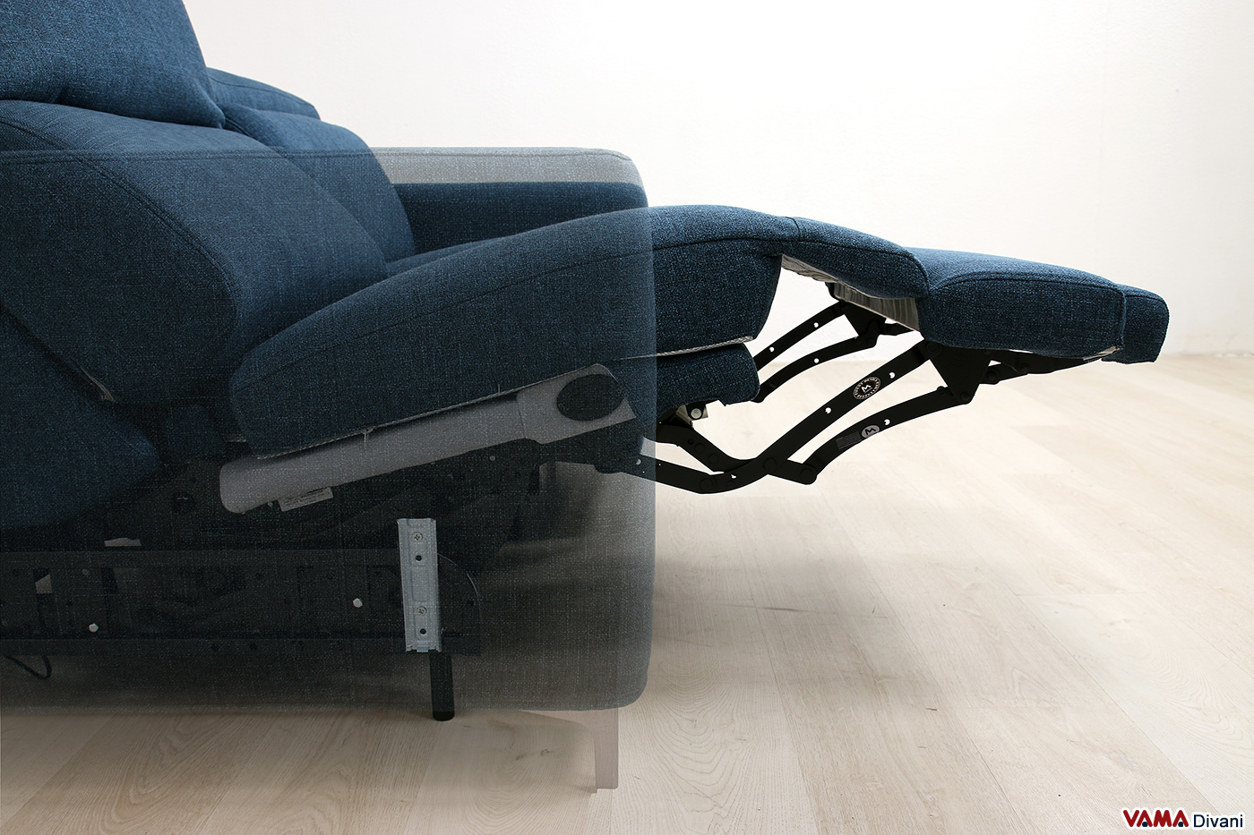 Versteckte Bedienelemente des Gold Relax Sofas