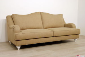 Classic modern sofa in ochre fabric